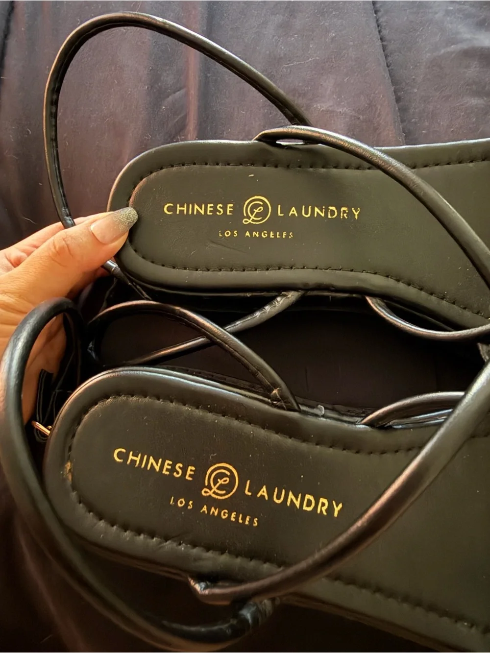 Chinese Laundry Black Strappy Square Toe Sandals Size 10 Y2K Minimalist 8.5